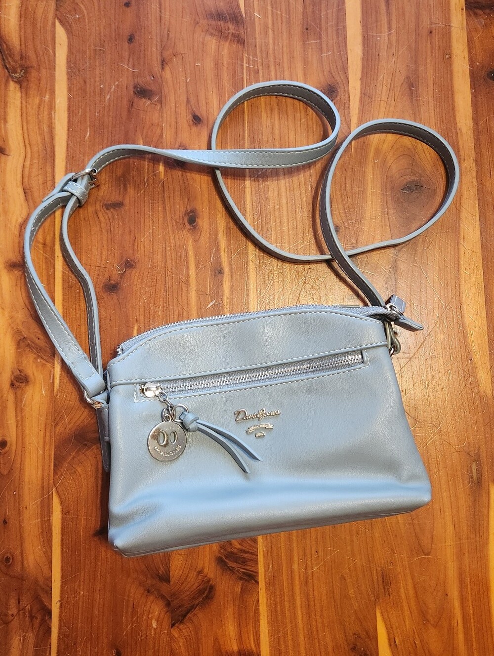 David Jones Blue-Gray Crossbody Bag - Soft Leather Look
